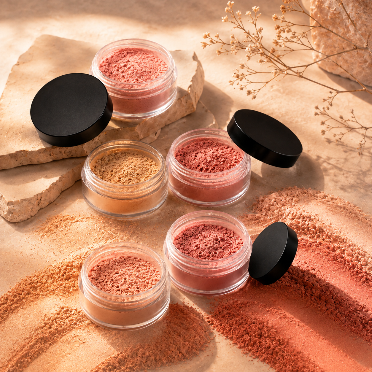 Individuell gemischte DOCTOR DERMA Mineral Rouge Farbtöne in Rosé, Peach und Terrakotta