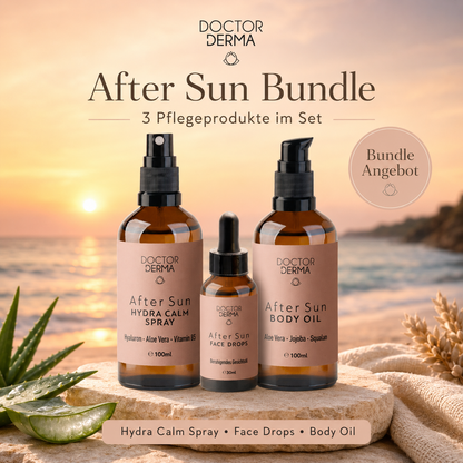 DOCTOR DERMA After Sun Set mit Aloe Vera, Hyaluron und pflegenden Pflanzenölen für sonnenbeanspruchte Haut