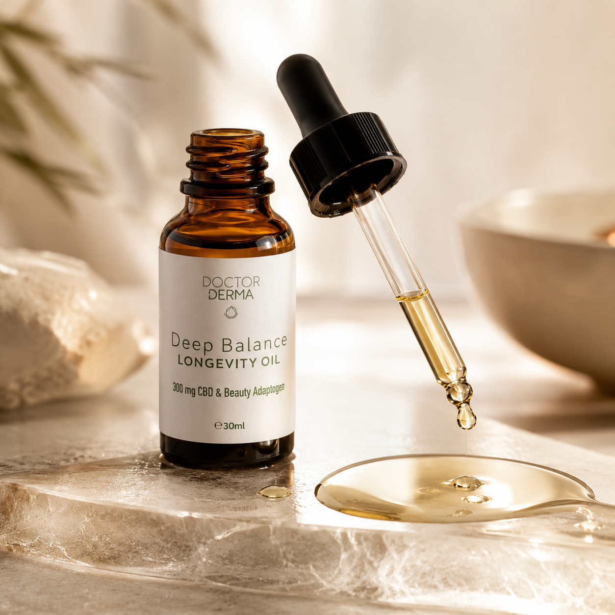 Leichte Öltextur des DOCTOR DERMA Deep Balance Longevity Oils mit Pipette