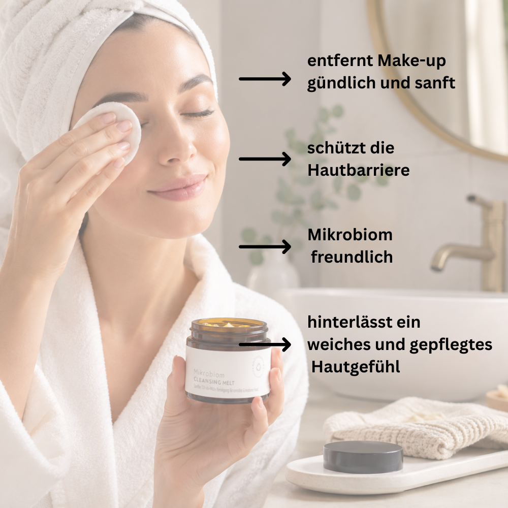 Anwendung des DOCTOR DERMA Mikrobiom Cleansing Melt zur sanften Make-up-Entfernung